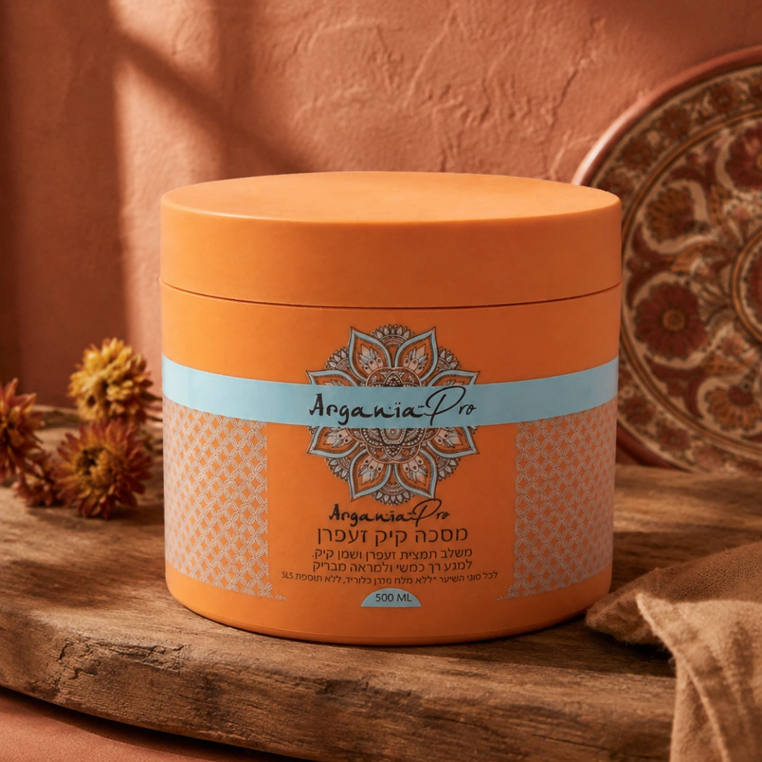 Argania Castor Saffron Hair Mask 500 ml in a lifestyle hair care setting