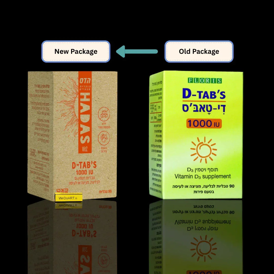 New Hadas D-Tab's kraft box beside the older green Floris box