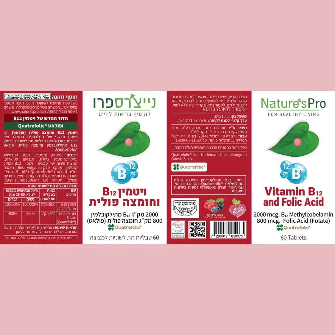 NATURE'S PRO Berry flavored vitamin B12 and folic acid tablets 60 sublingual lozenges NATURE'S PRO