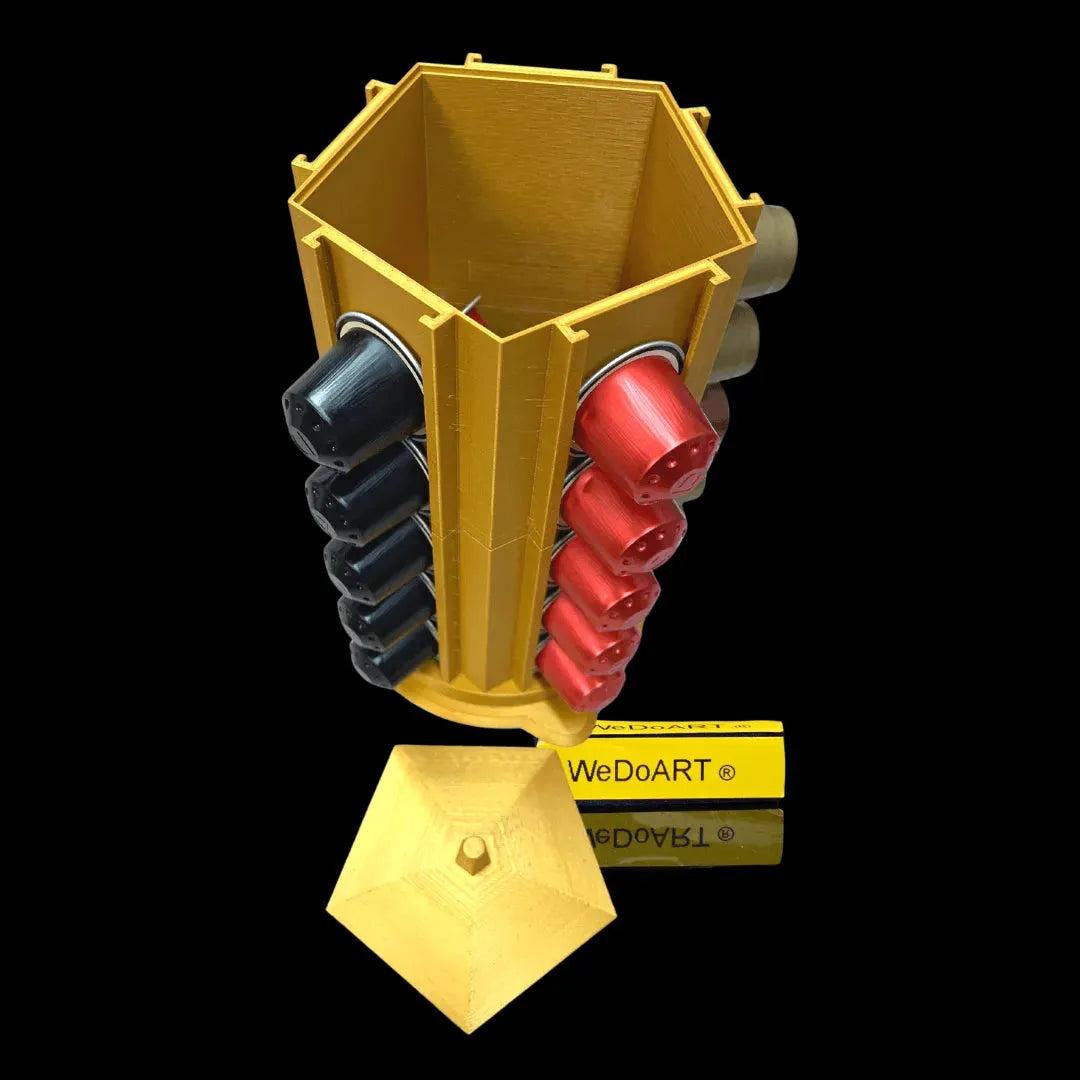 Nespresso Coffee Capsule Dispenser Golden metal 3d print makineta shape WEDOART-IL
