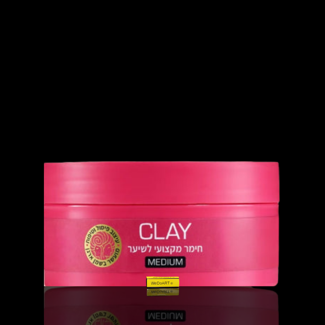 PRO HAIR Stylista matte styling clay 150 ml pink jar, side view on a black background