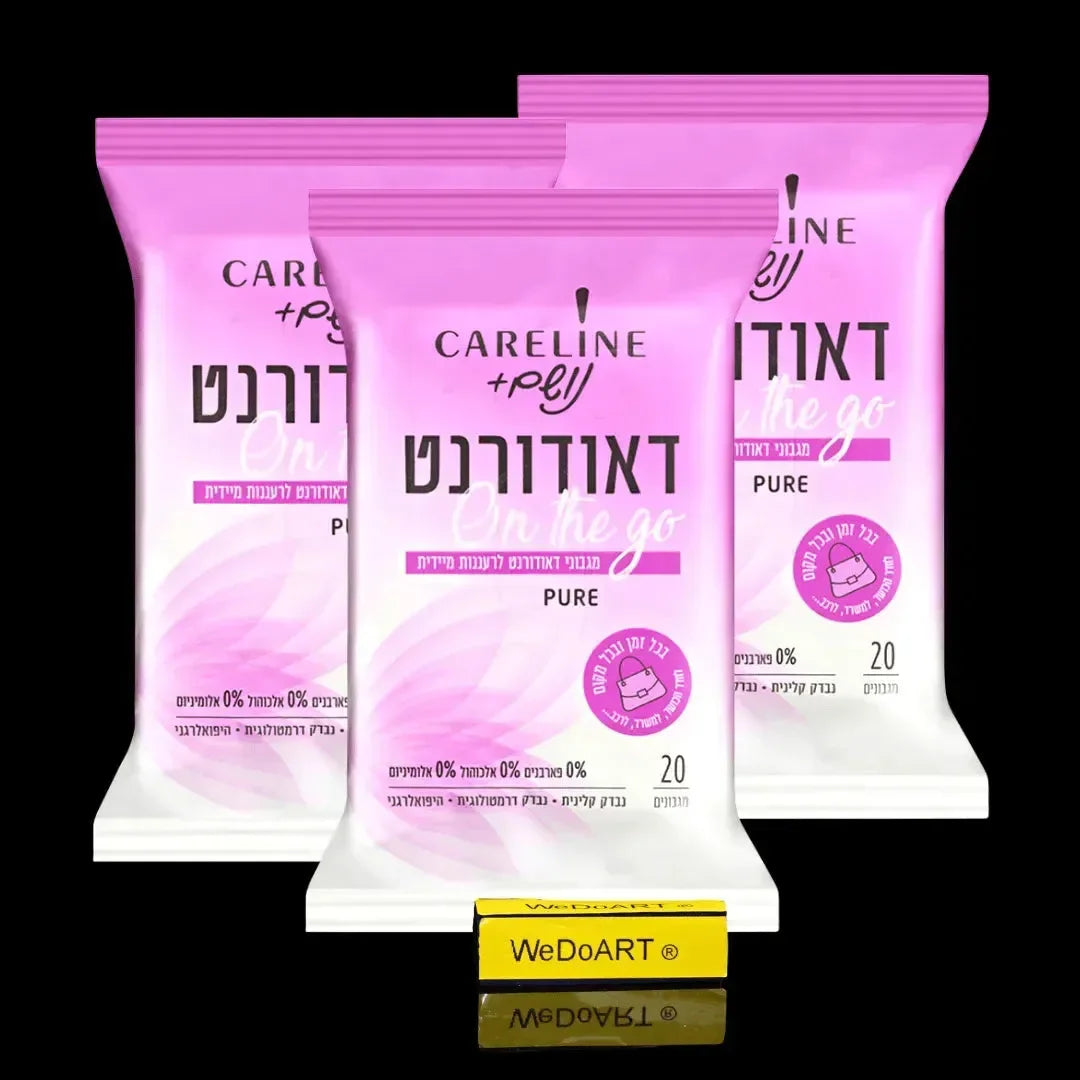 3 packs of PURE deodorant wipes On The Go 3x20 wipes Careline