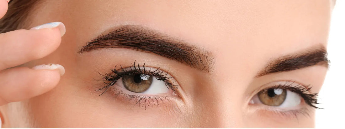Close-up of well-groomed eyebrows and eyes, highlighting natural beauty and skincare, WEDOART-IL