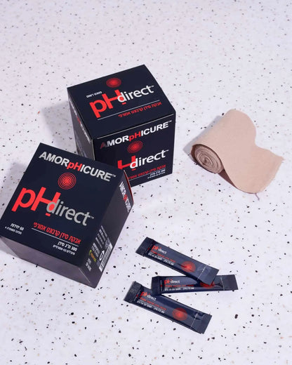 pH Direct Amorphicure hand powder boxes and sachets with a supportive wrist wrap
