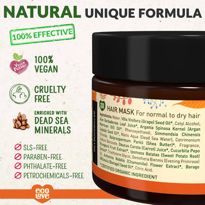 Eco love -Hair Mask for Normal to Dry Hair with Orange Vegetables 350 ml