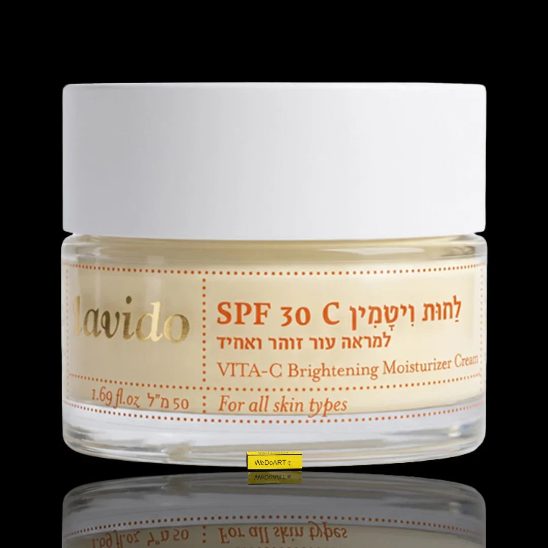 Lavido VITA-C Brightening Moisturizer Cream with SPF 30 for all skin types in a clear jar.