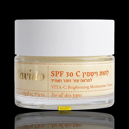 Lavido VITA-C Brightening Moisturizer Cream with SPF 30 for all skin types in a clear jar.