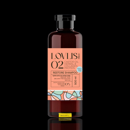 LOVLIS - Restore 02 Herbal Shampoo with Castor Oil, Collagen and Biotin 500 ml