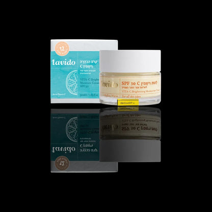 Lavido Vita-C Brightening Moisture Cream with SPF 30 in a jar and box.