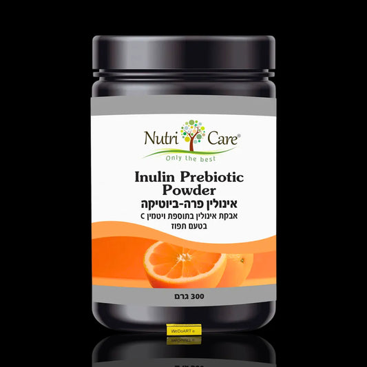 NUTRI CARE - Poudre prébiotique d'inuline avec vitamine C ajoutée au goût d'orange 300 grammes