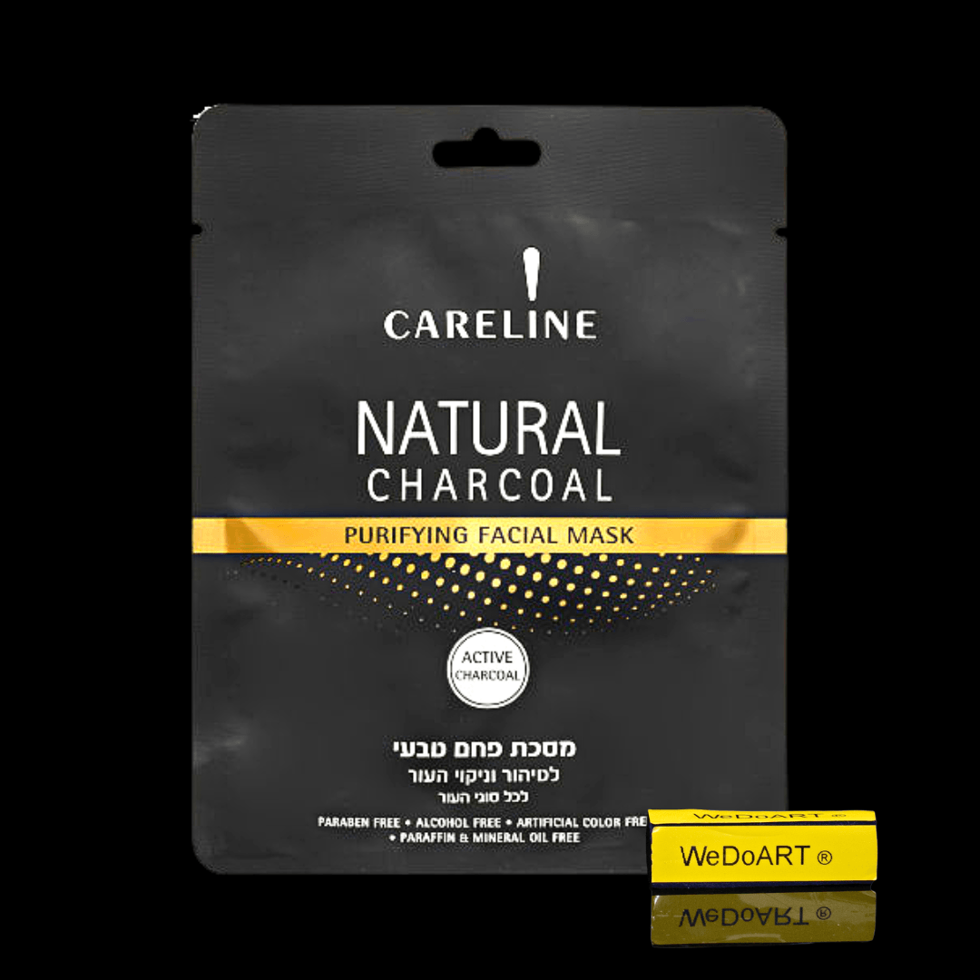 CARELINE Natural charcoal fabric mask for purifying & cleaning skin 3 masks pack - WEDOART-IL