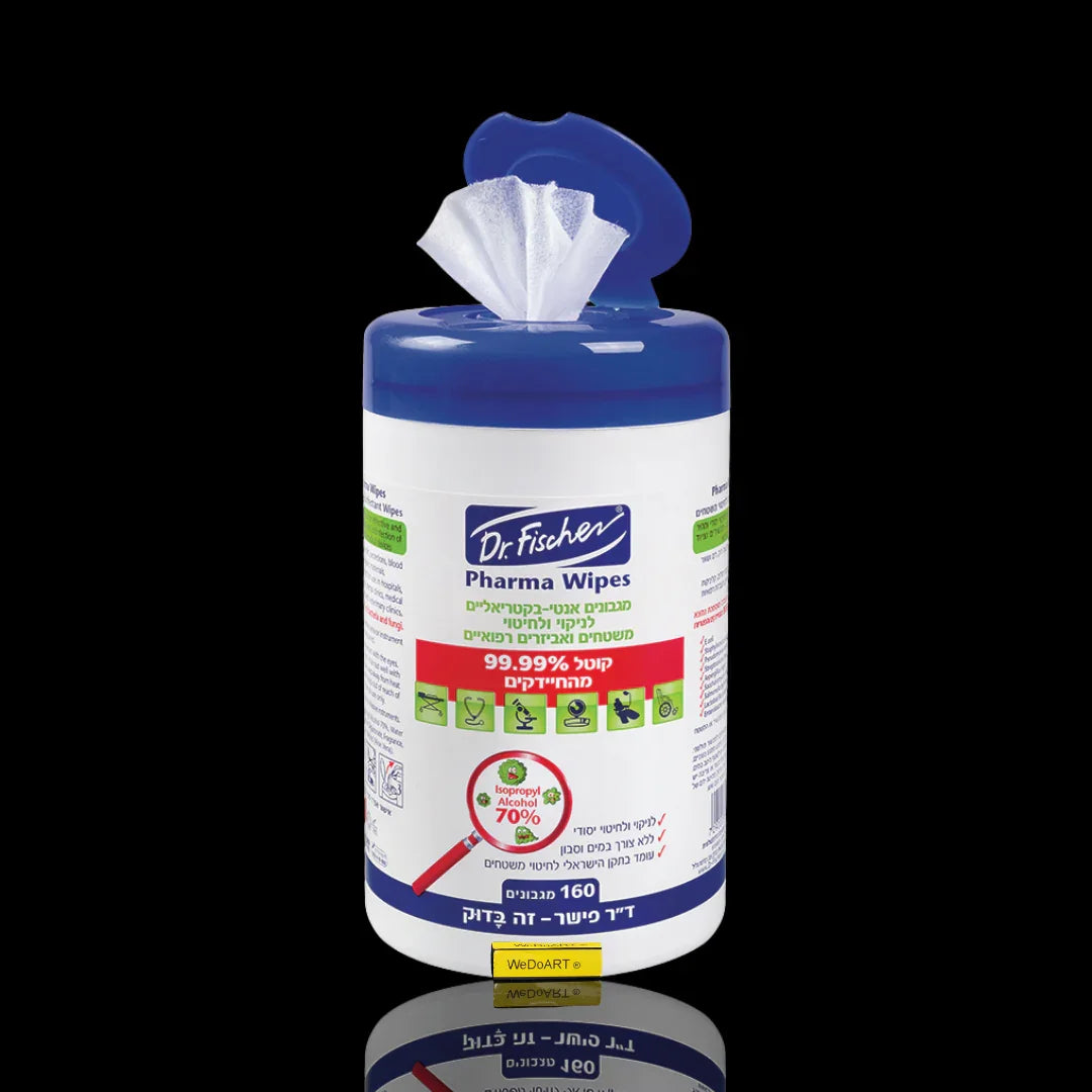 Dr. Fischer Pharma disinfecting wipes pack for surfaces and medical devices, front view