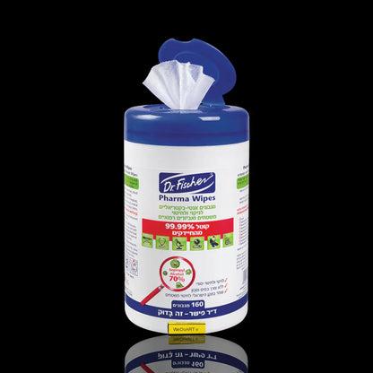 Dr. Fischer Pharma disinfecting wipes pack for surfaces and medical devices, front view