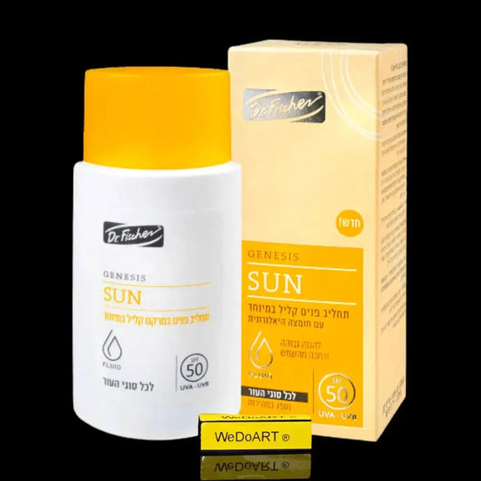 Front view of GENESIS SUN SPF50 face lotion with a light texture for all skin types, 50 ml, by Dr. Fischer