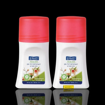 Dr. Fischer herbal deodorant roll-on almond milk twin pack 2x70 ml, front view