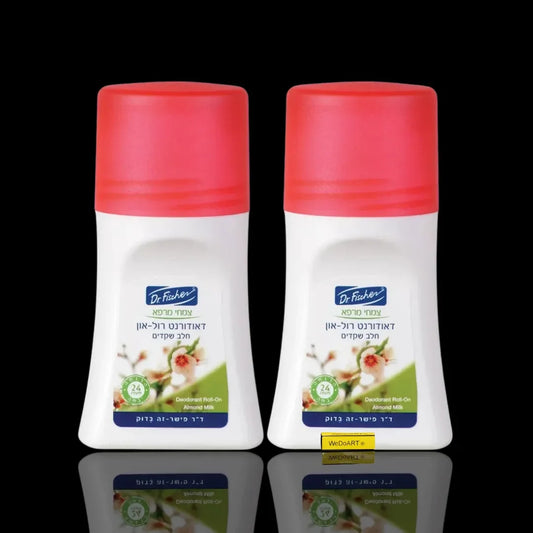 Dr. Fischer herbal deodorant roll-on almond milk twin pack 2x70 ml, front view
