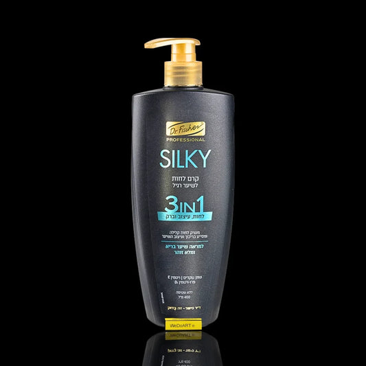 Dr. Fischer SILKY 3IN1 moisturizing hair cream for normal hair in a 400 ml pump bottle, main view