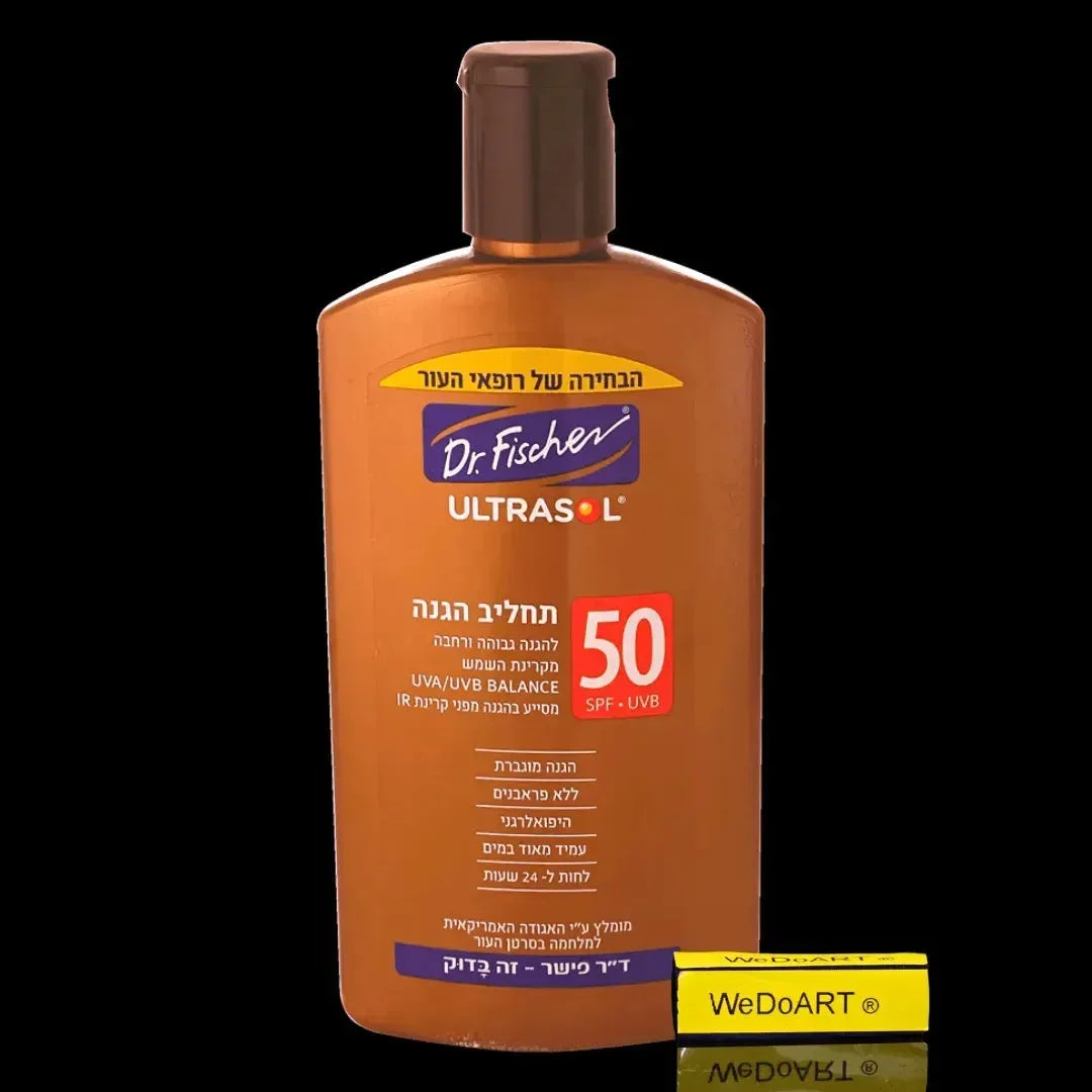 Dr. Fischer Ultrasol SPF50 sunscreen lotion 250 ml pack, front view