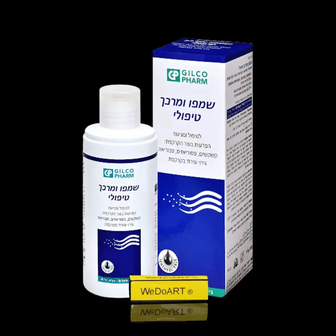GILCO PHARM scalp shampoo and conditioner 150 ml bottle shown next to its blue and white box