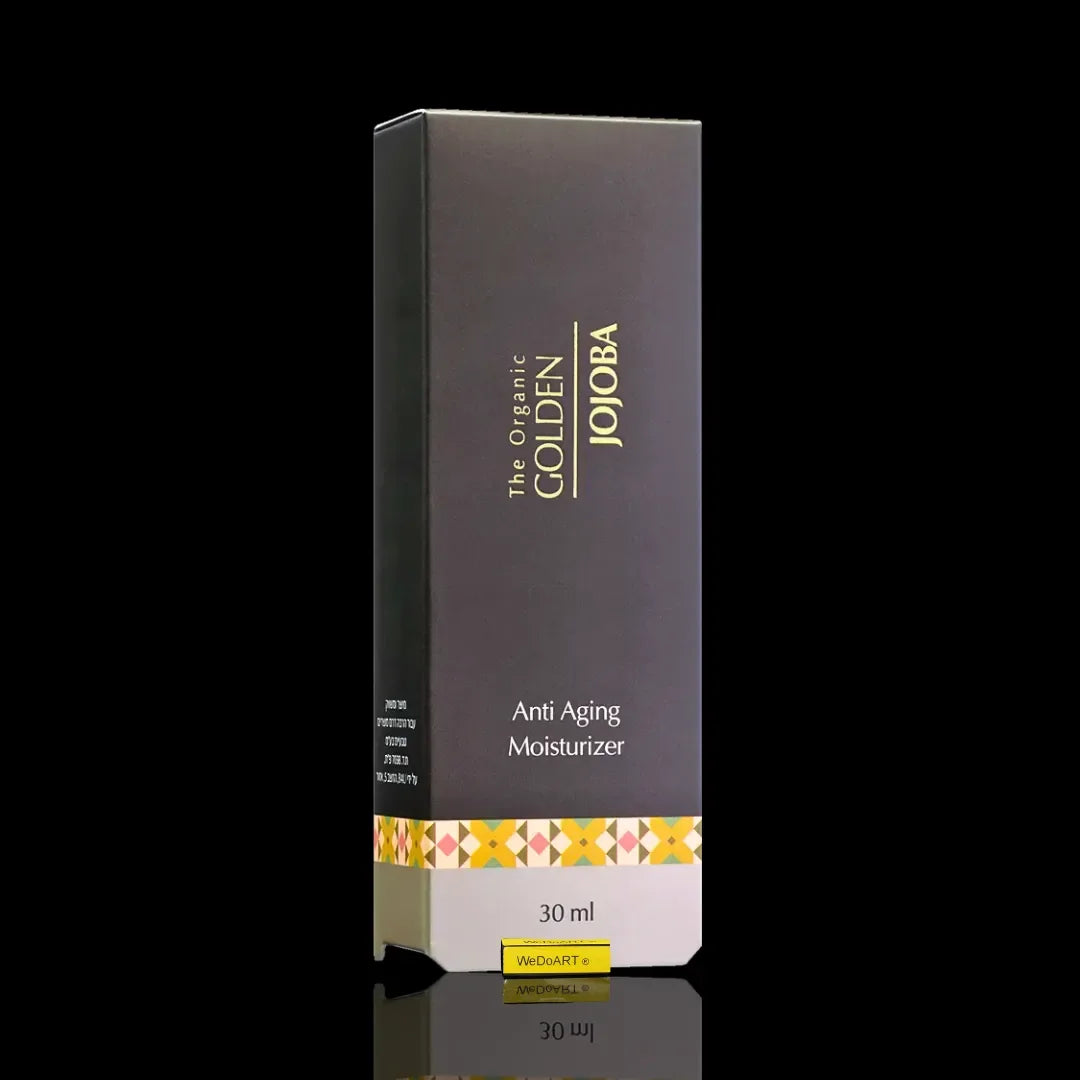Jojoba Gold organic face moisturizer 30 ml in its tall brown and gold box