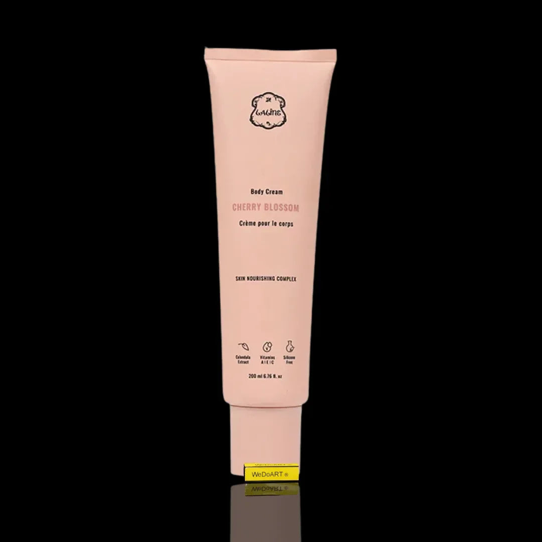 LALINE Cherry Blossom Body Cream 200 ml tube standing upright with the Skin Nourishing Complex label