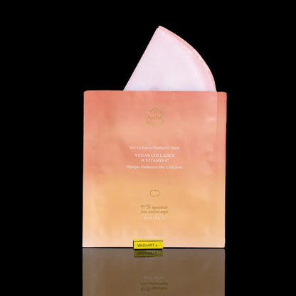 Laline collagen and vitamin C facial sheet mask pack with a pink and peach gradient design, shown at an angle