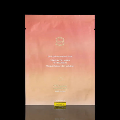 Front view of the Laline collagen face mask pack in soft pink and peach tones