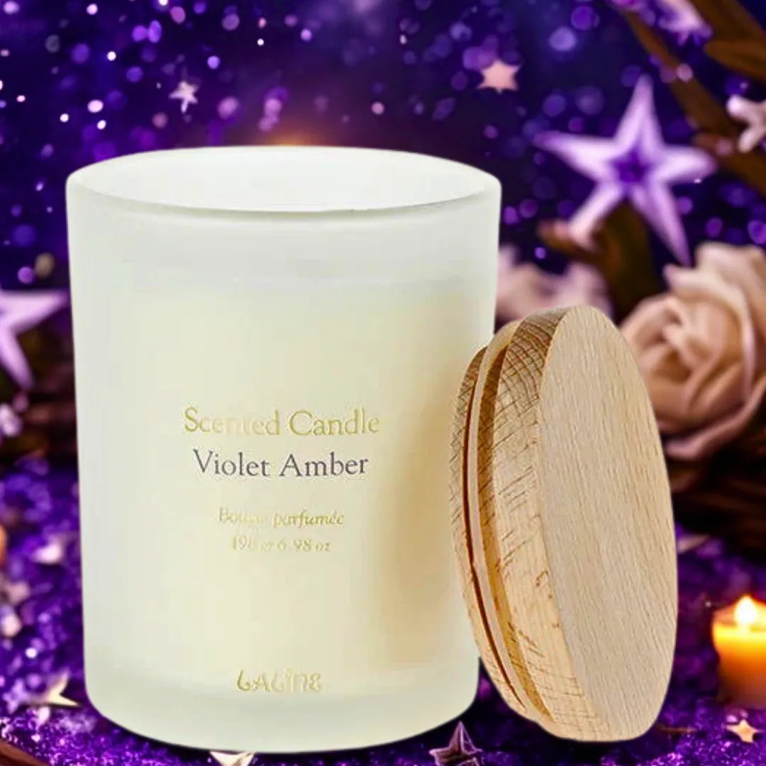 LALINE- scented Candle VIOLET AMBER scent 198 gram LALINE