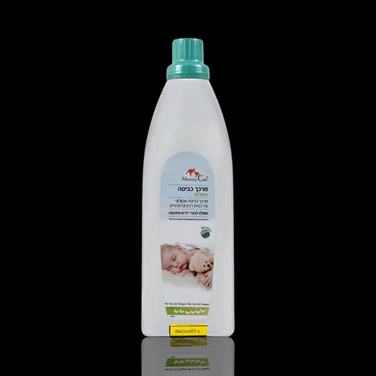 Mommy Care Eco-Friendly Fabric Softener 1 liter bottle with a teal cap and a sleeping baby on the label