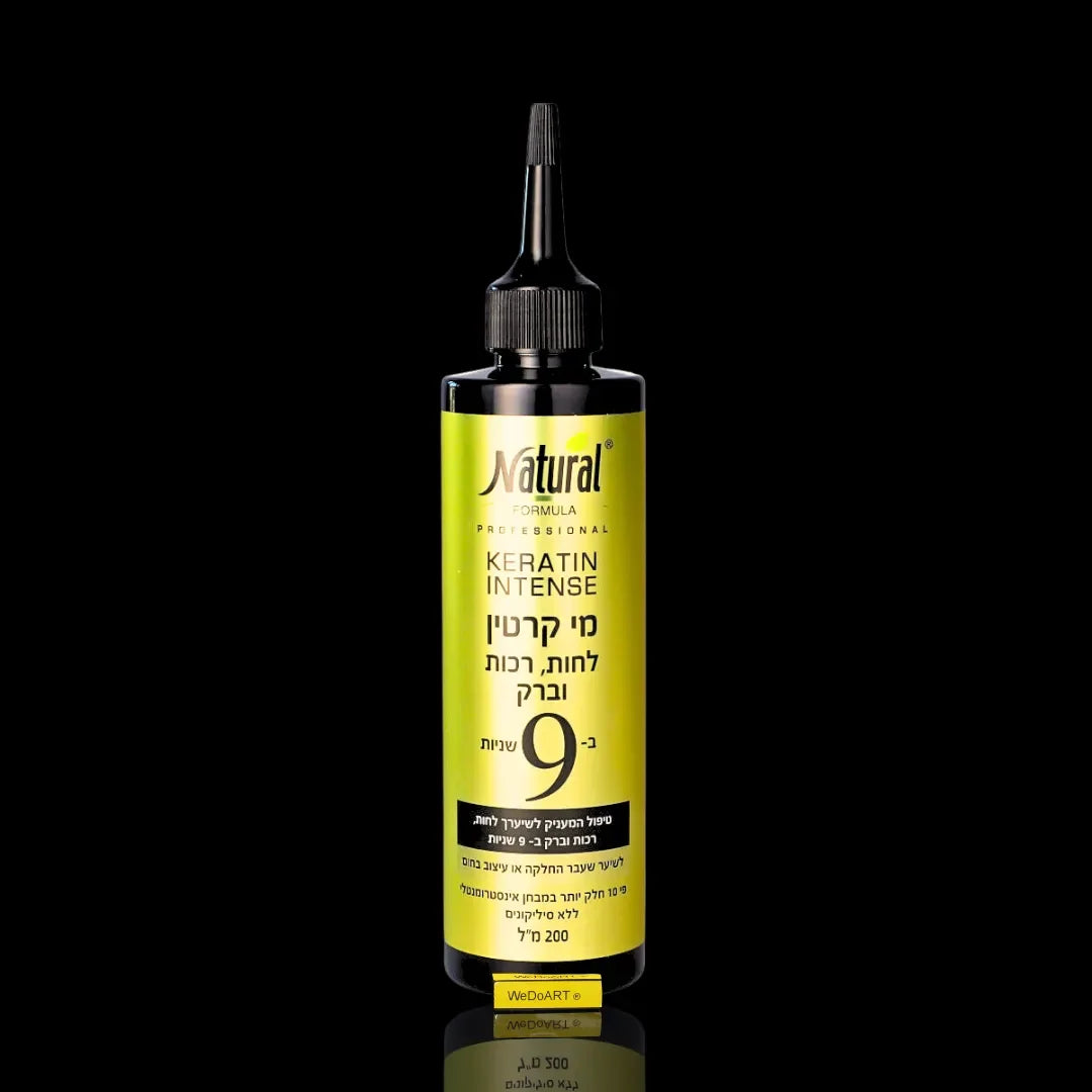 Natural Formula Keratin Water for hair 200 ml bottle on a dark background