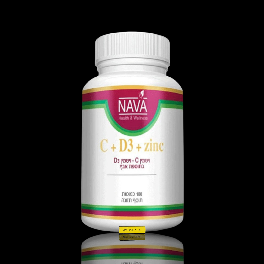 Nava vitamin C D3 zinc capsules 180 count jar, front view