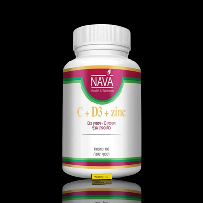 Nava vitamin C D3 zinc capsules 180 count jar, front view