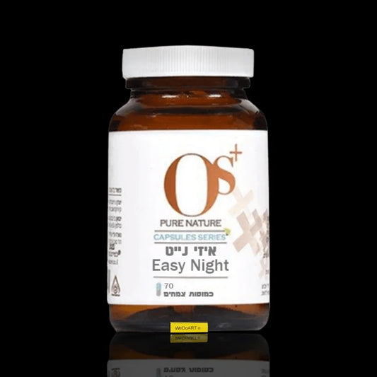 OS+ PURE NATURE Easy Night herbal capsules, 70 count bottle front view