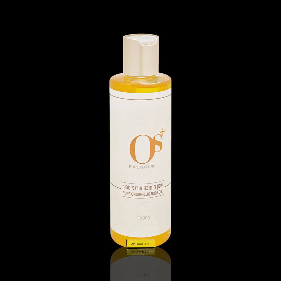OS+ PURE NATURE organic jojoba oil 200 ml bottle with gold cap