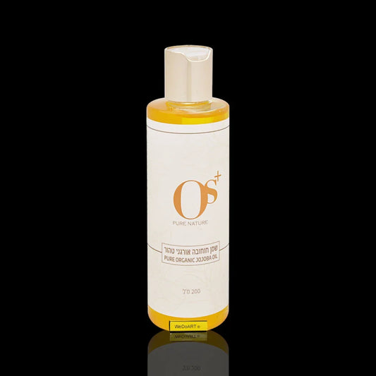 OS+ PURE NATURE organic jojoba oil 200 ml bottle with gold cap