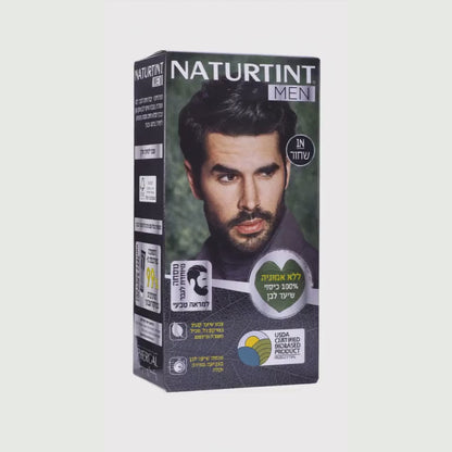 Стойкая краска-гель для волос Naturtint 1N «Чёрный» для мужчин — набор 150 мл с макой и женьшенем