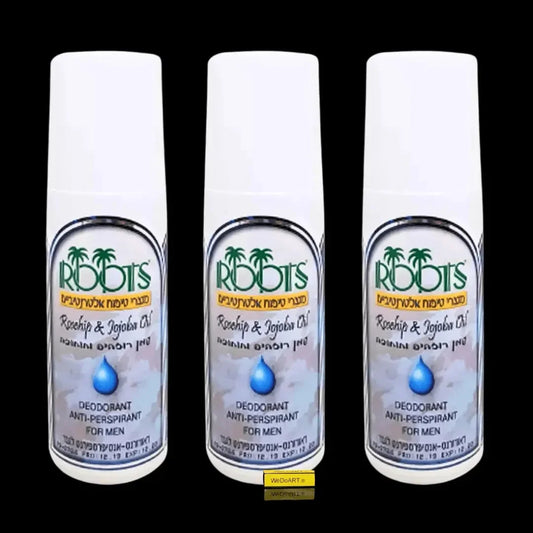 Three Roots rosehip and jojoba deodorant roll-ons for men, 100 ml each