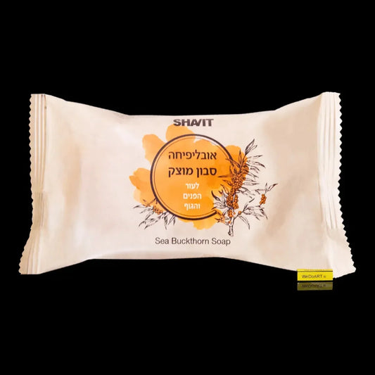 SHAVIT sea buckthorn soap bar 125 g in a cream wrapper with an orange berry illustration