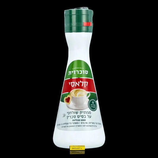 Sucrazit Classic 1200-tablet dispenser bottle with green flip-top cap and red-and-green label, showing a zero-calorie badge.