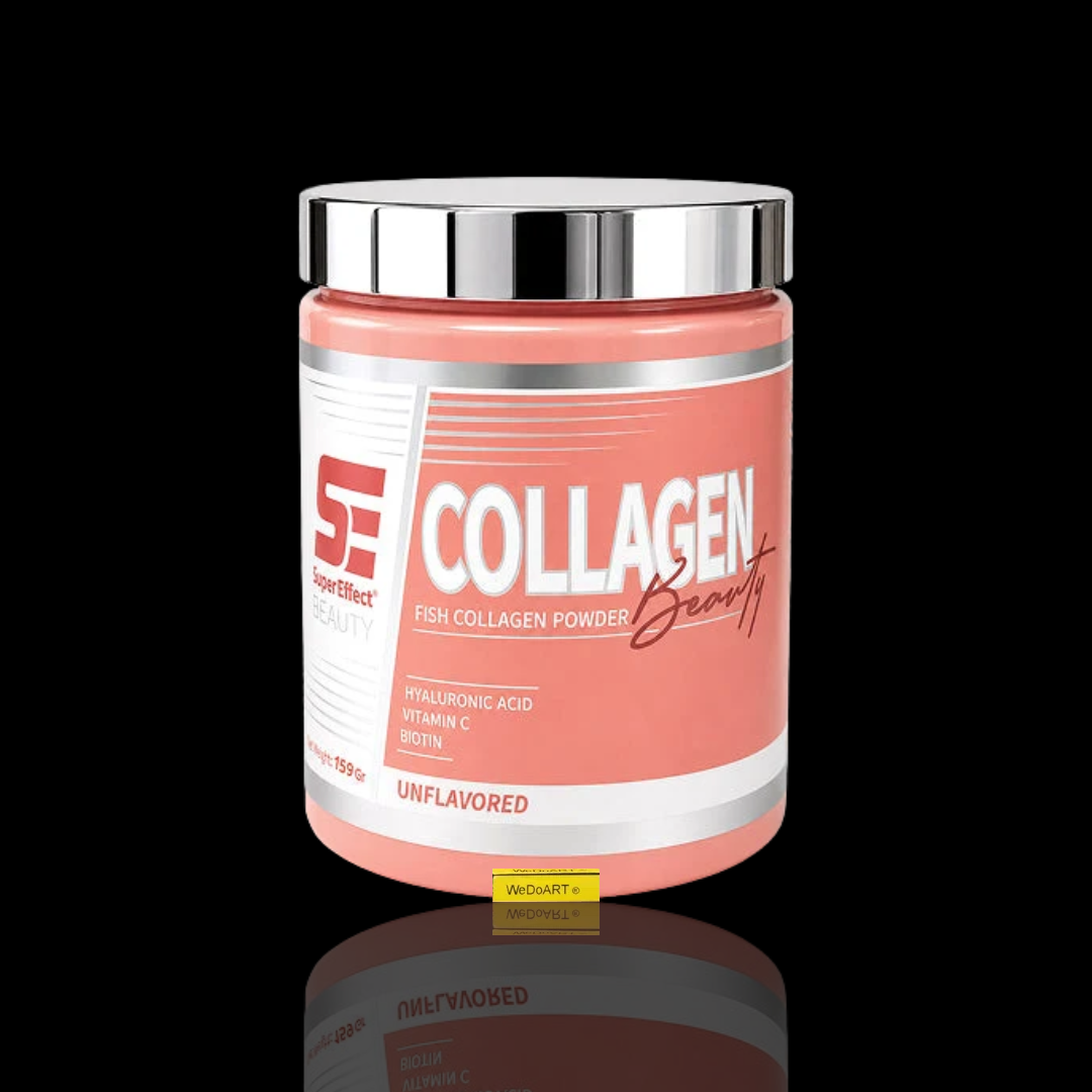 Super Effect Beauty Collagen Powder Unflavored 159 g tub with WEDOART-IL reflection