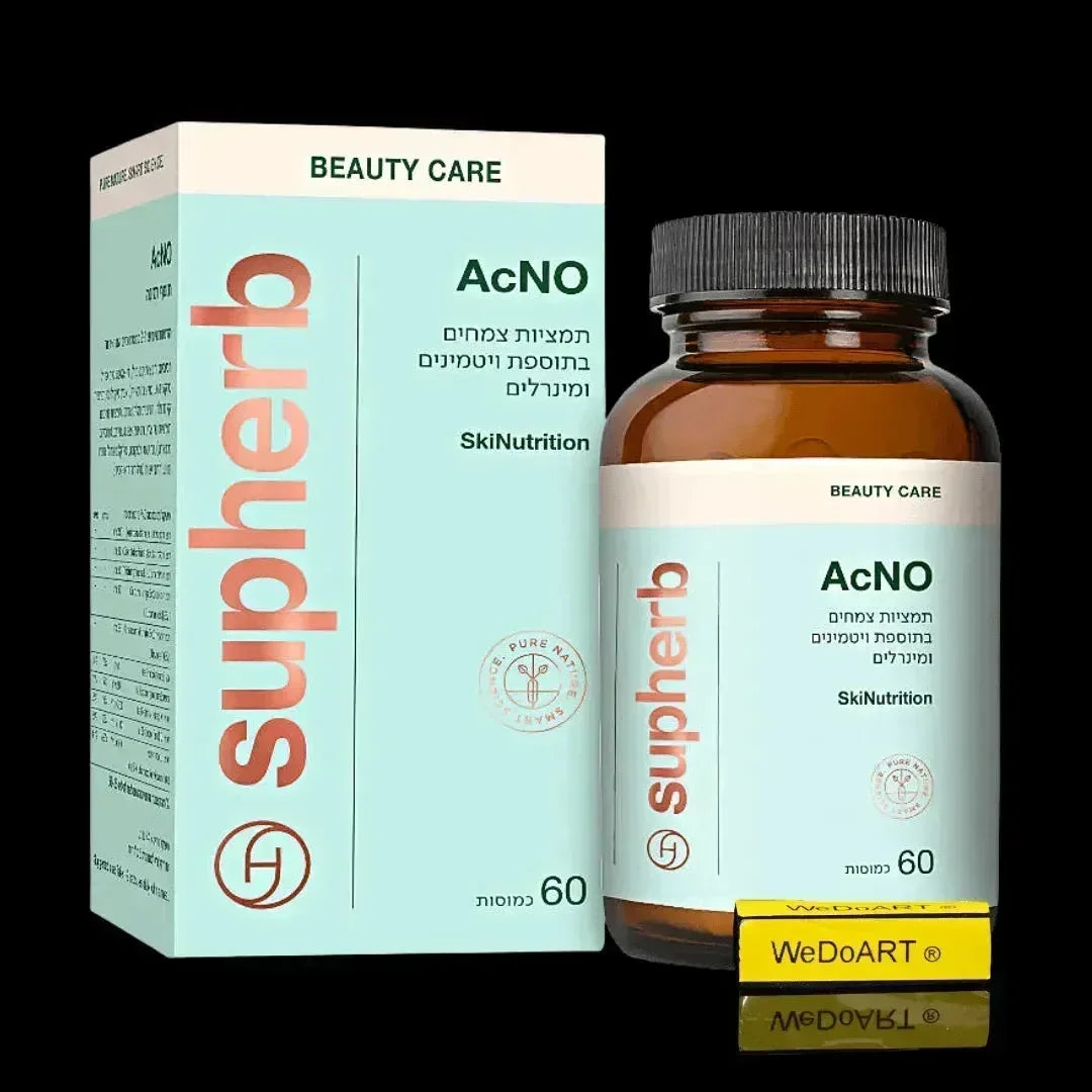SupHerb AcNO herbal extracts with vitamins and minerals, box and jar of 60 capsules