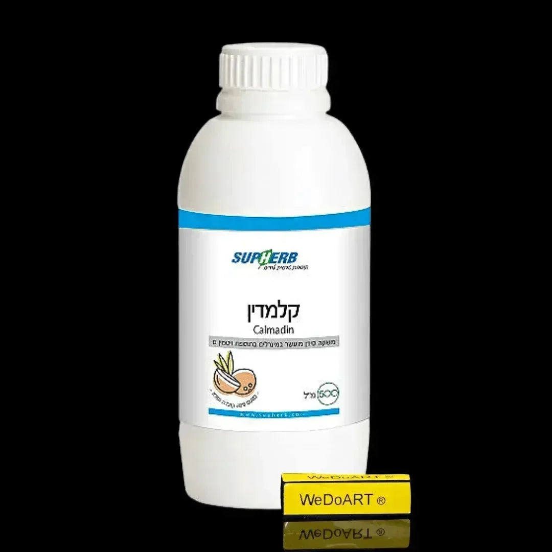 SupHerb Calmedin mineral drink, white 500 ml bottle with a blue and white label and a coconut graphic