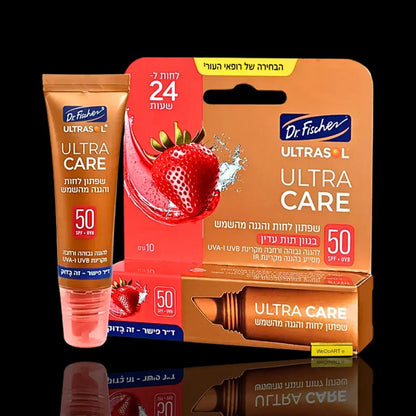 ULTRASOL ULTRA CARE Strawberry SPF50 lipstick tube, 10 g, front view