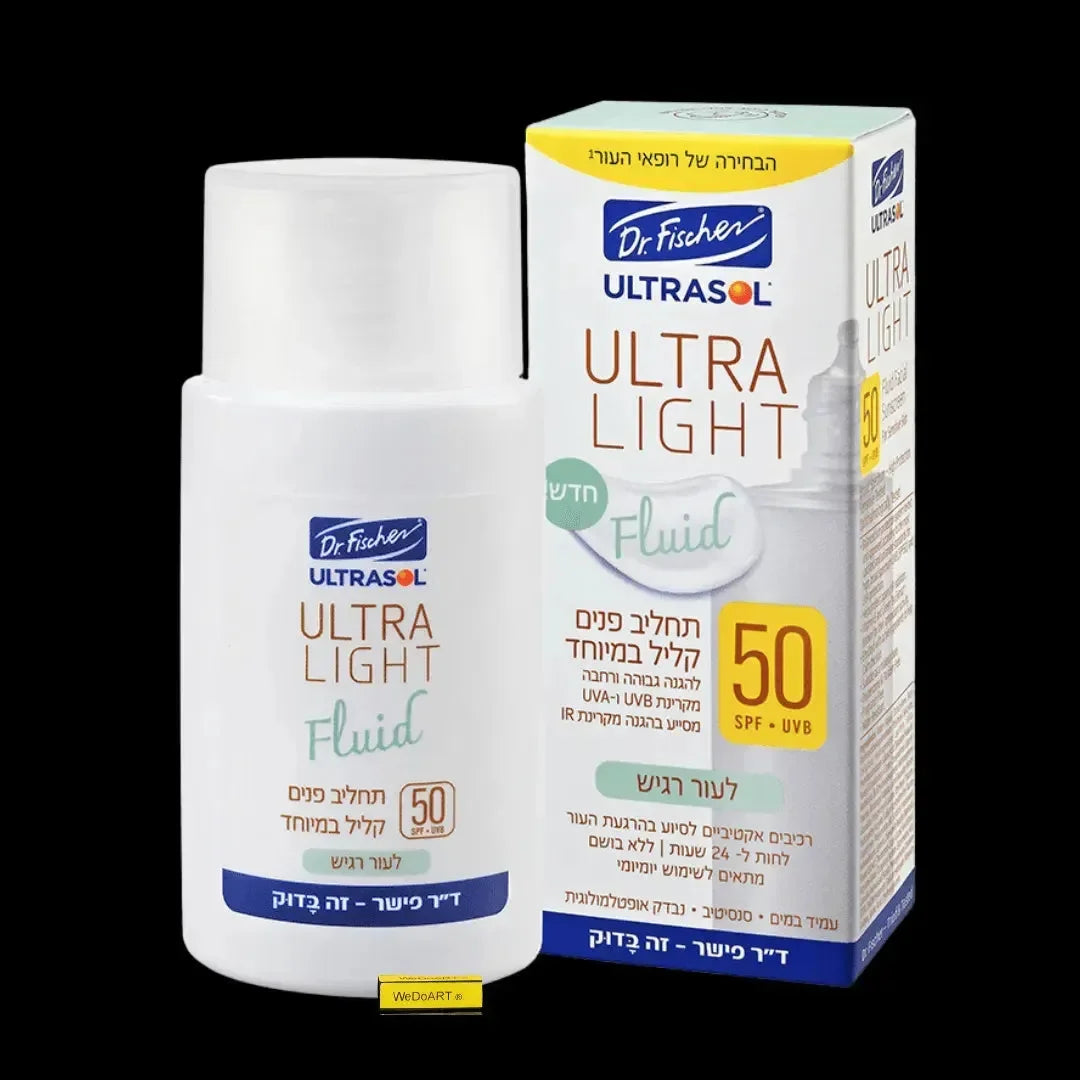 Ultrasol Ultra Light fluid face lotion SPF50 in a 50 ml bottle, front view