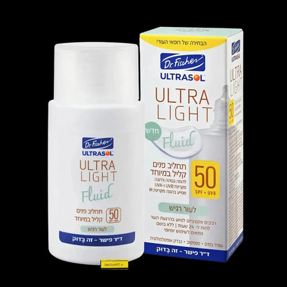 Ultrasol Ultra Light fluid face lotion SPF50 in a 50 ml bottle, front view