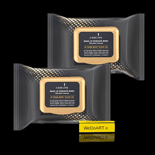 2 packs Make-up Remover Wipes with Black Charcoal 2x25 wipes - WEDOART-IL