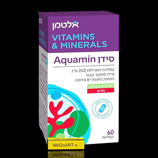 Natural calcium supplement, Altman Calcium Aquamin 240 mg 60 caplets bottle