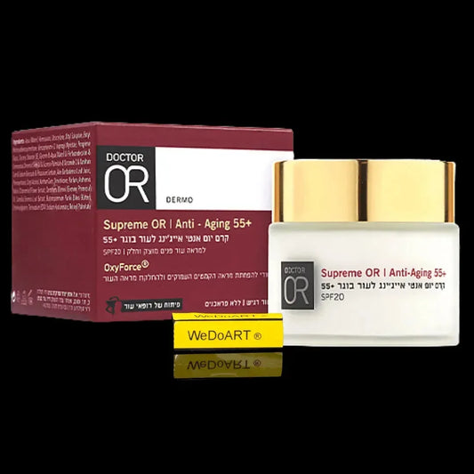 Supreme OR Anti-Aging Day Cream 55+ SPF 20 for mature skin in a 50 ml jar with its box, by Doctor OR.