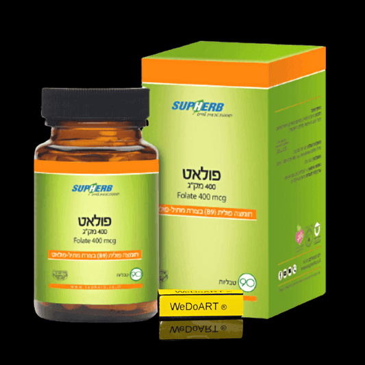 Folate Dietary Supplement 400 mcg Folic Acid | 90 Tablets - WEDOART-IL