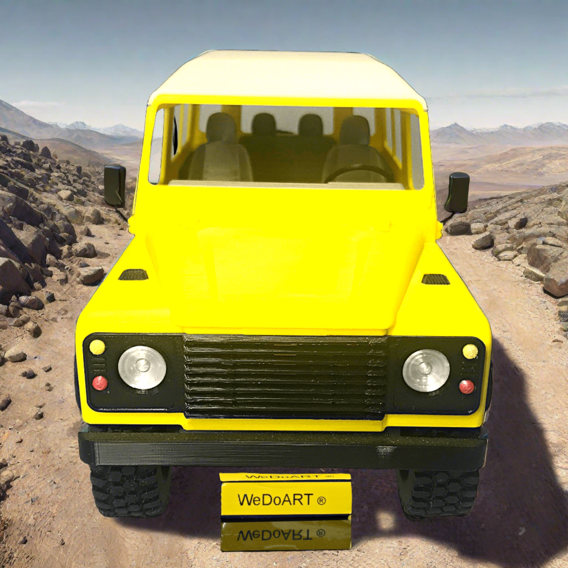 Land Rover Defender 90 Yellow with white rooftop 3D Model - WEDOART-IL